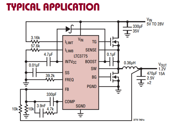 MOSFET RDS(ON) current sensing maximizes efficiency. Alternatively, a sense resistor can be used for higher cur- rent limit accuracy.