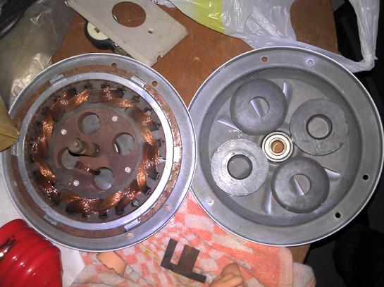 como era o ventilador e um dos rotores com os imas em teste de tamanho.