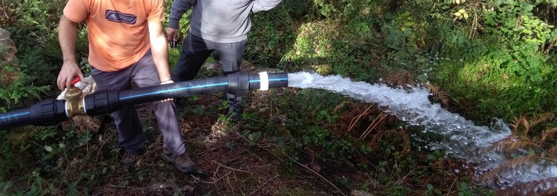 Teste do caudal e das perdas de carga - caudal de 11,5 litros/s, sem restrições